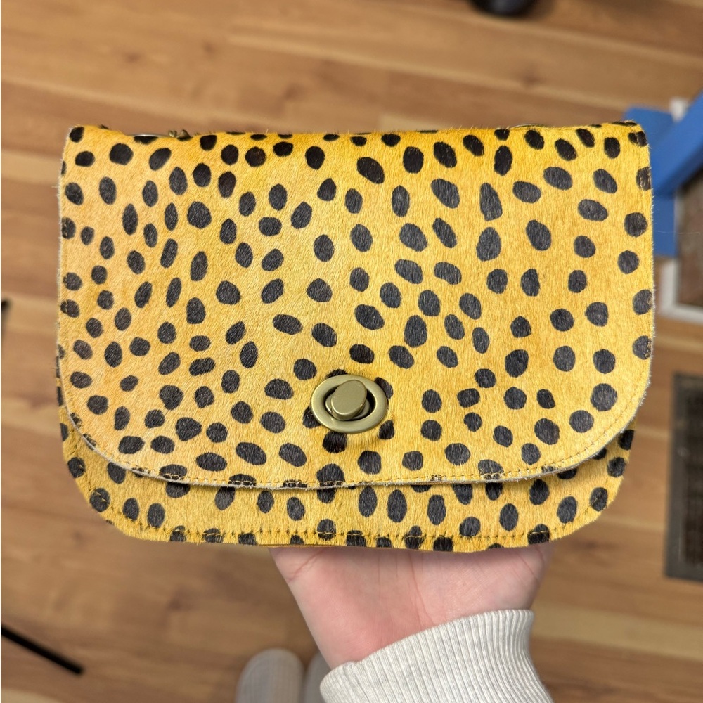 NWOT Panache Leopard Print Faux Fur Crossbody Purse